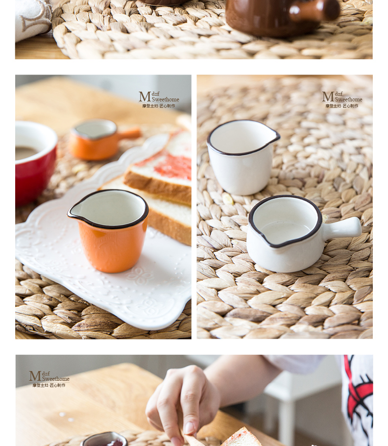 Bà nội trợ hiện đại Sữa Jug Sữa Jug Màu Sữa Muỗng Sữa Thistle Cà phê Cupware với Tay cầm Sữa Jug Soup - Cà phê phin cafe