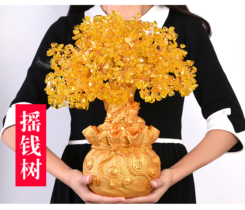 Citrine Chí Fortune Cây Trang Trí Nhỏ Cây May Mắn Rượu Nhà Trang Trí Tủ Phòng Khách Thủ Công Mỹ Nghệ Money Tree Trang Trí