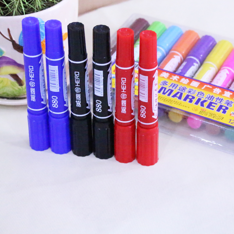 12 color optional hero 880 oily big double headphone number pen not erasable Mike pen POP poster graffiti exotic pen