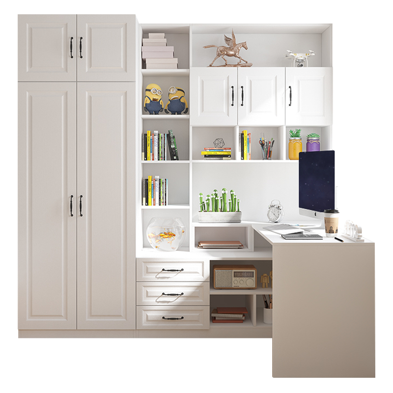 Corner Connected Desk Bookcase Wardrobe Combination Integrated