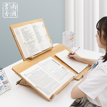 Bamboo-wood double-deck reading shelf Desktop reading bookshelves Learn to fold Linposting Shelf Wooden Reading Desk Wholesale