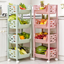 Kitchen supplies Household Daquan Multi-layer floor storage shelf Clip mobile storage vegetable shelf basket