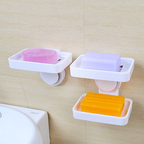Suction cup soap box Toilet drain double layer creative soap box Home free hole wall-mounted bathroom shelf