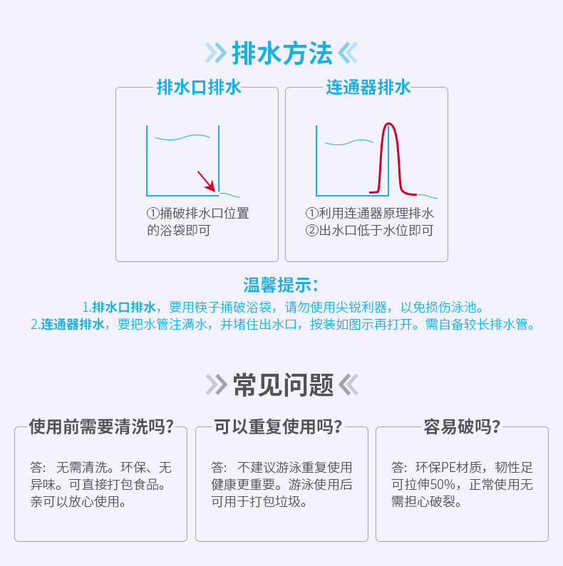 Детский надувной бассейн 一次性泡澡袋/折叠浴缸膜/浴桶袋/浴桶膜/游泳池膜130*130cm 10个 Iraq Run