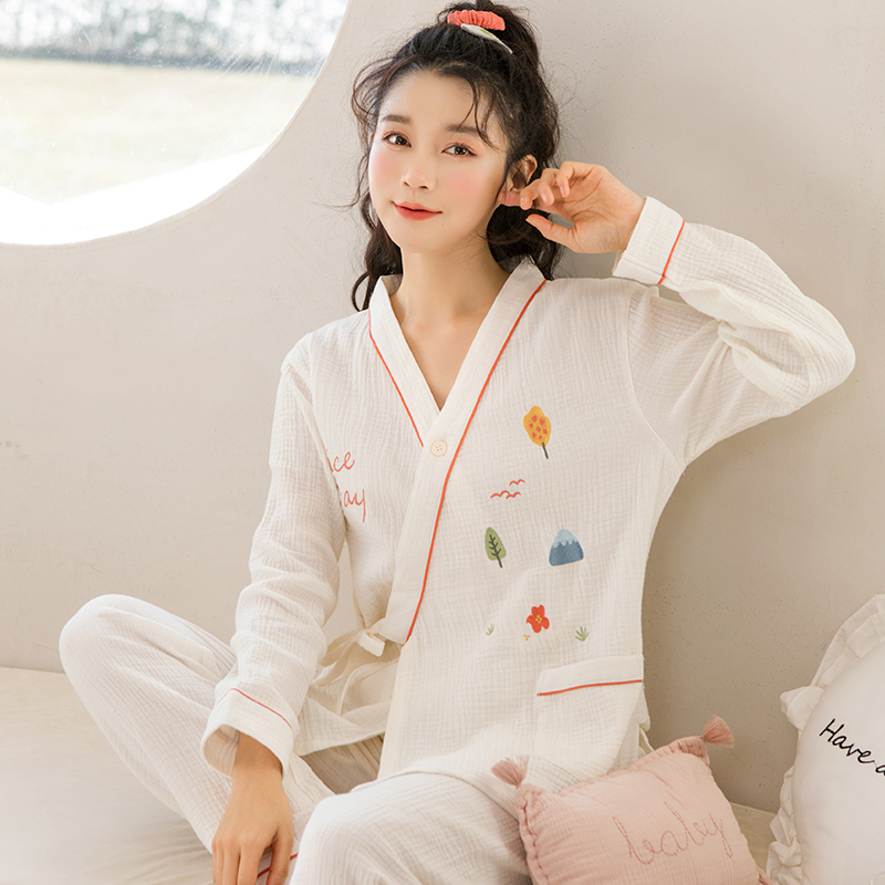 Home Time Month Subsuit Summer Thin postpartum pure cotton cotton cloth Spring autumn pregnant woman breastfeeding pyjamas two sets of home clothes
