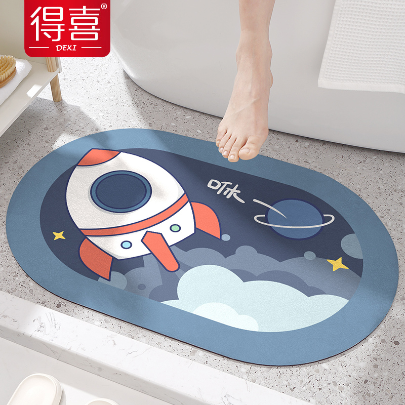 Diatom mud absorbent soft floor mat bathroom quick-drying household dressing room door mat cartoon non-slip mat toilet carpet