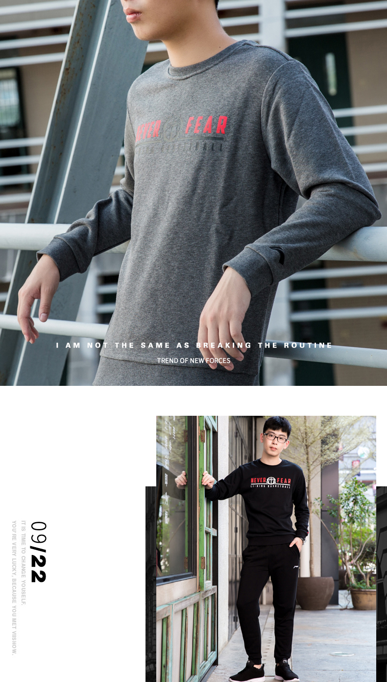 Trung quốc Li Ning thể thao áo len nam áo khoác 2018 mùa xuân và mùa thu mới áo thun dài tay cổ tròn đan thể thao áo hoodie nữ hàn quốc form rộng