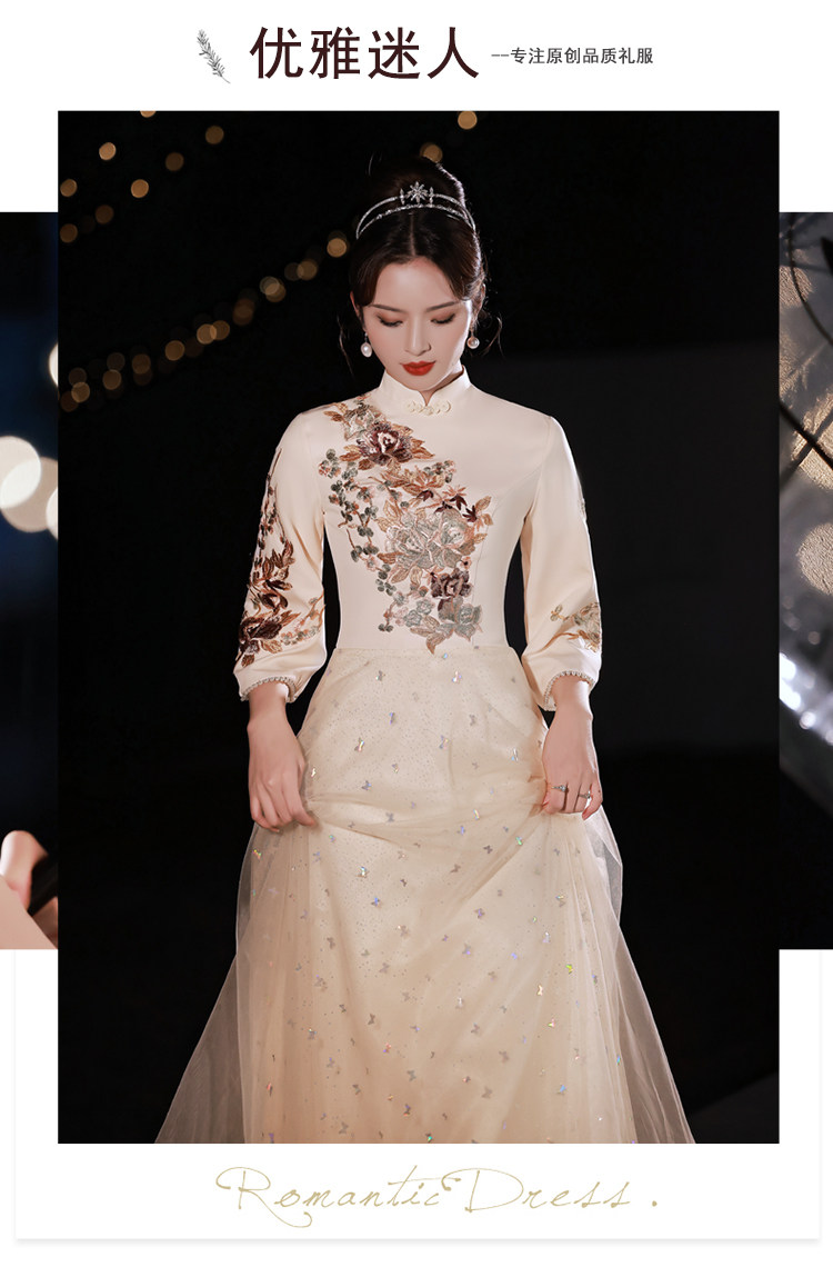 レディース服 レディース服 通販ドレスシャンパンイブニング女性しいスタイルの気質中国スタイルのスタンドカラー刺繍ホスト ワンピース レディース服 レディース服 通販ドレスシャンパンイブニング女性しいスタイルの気質中国スタイルのスタンドカラー刺繍ホスト ワンピース