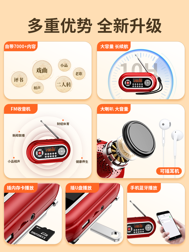 Radio for the Elderly, Opera Player, Portable Music Player for Seniors, Semiconductor Gadget, 2025 New Model, Small