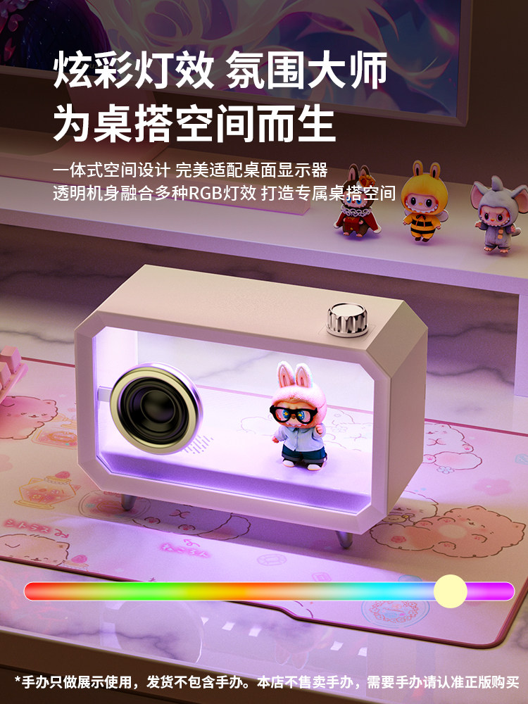 Transparent Gaming Speakers for Desktop Computers, Wired and Bluetooth, Desktop Speakers for Girls, Gift for Best Friend