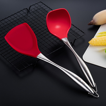 onlycrook silicone pan shovel non-stick pan special shovel hollow heat insulation stainless steel kitchen sauté scoop spoons 2 pieces