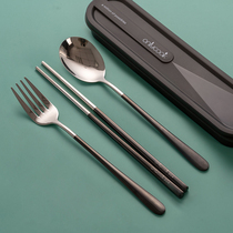 Color 304 stainless steel portable tableware chopsticks set one chopsticks Korean adult student tableware three sets