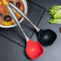 onlycook Stainless Steel Spoon Pan Shovel Silica Gel Soup Spoon Nonstick Pan Special High Temperature Resistant Soup Ladle Unhurt Pan Cookware