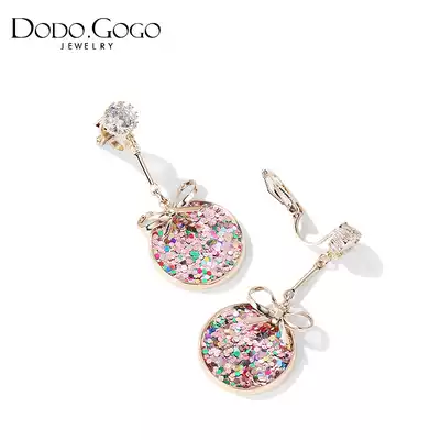 Color earrings female temperament Korean Net red ear clip 2021 New Tide earrings simple earrings earrings