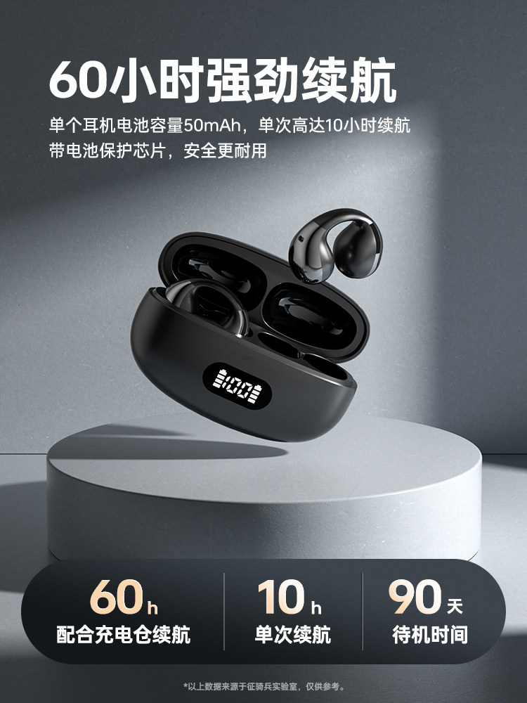 Zengqianqi Ear Clip Bluetooth Headset, Open-Type True Wireless Air Conduction, Non-In-Ear, for Sports and Running, 2025 New Model