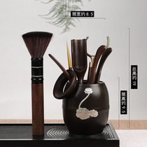 Tea ceremony Six gentlemen Ebony solid wood Copper teacup clip Tea set Spare parts Tea art set tool Tea spoon pen tweezers