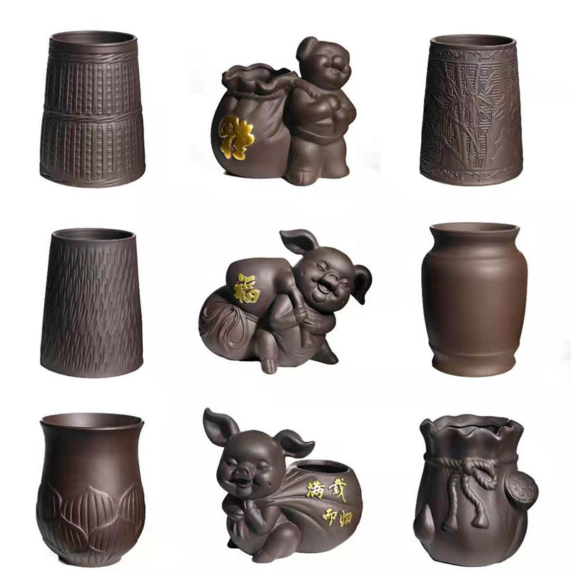 Purple Sand Tea Road Head Six Gentleman Containing Bucket Water Bacon Pig Pig Students Pens tea set accessories Tea Tea Tool Pamper