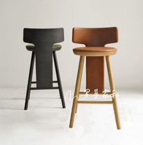 Nordic Solid Wood Bar Chair High Footstool Bar Chair Light Lavish Minimalist Fashion Bar Front Desk Chair