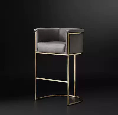 Nordic leisure stainless steel high stool Cafe backrest bar chair Metal bar chair household simple bar stool