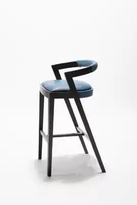 Light luxury modern minimalist bar chair backrest leather art bar chair front desk chair Nordic solid wood light luxury bar stool front desk chair