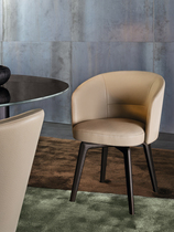 Nordic Minimalist Leather Art Solid Wood Dining Chair Cafeterias for talks American designer fashion Home leaning back chairs