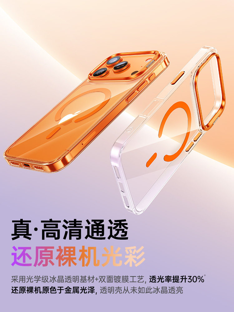 Platinum Case for Apple 17 Phone Case iPhone 17 Pro Max Magnetic Case Lens Bracket 17 Pro New Protective Case Advanced Magsafe Heat Dissipation Good-Looking Anti-Yellowing Thin Transparent Case Anti-Drop
