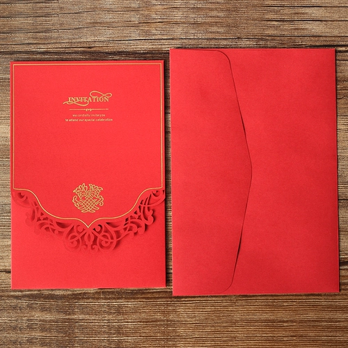 花半里 Приглашение на свадьбу творческое приглашение на свадьбу прекрасное пустое европейское стиль Большой красный свадебный счет персонализированный китайский приглашение