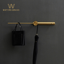 Simple Nordic brass wall coat rack wall hanging clothes rack porch horizontal hanging towel bar bedroom hanging clothes pole light luxury