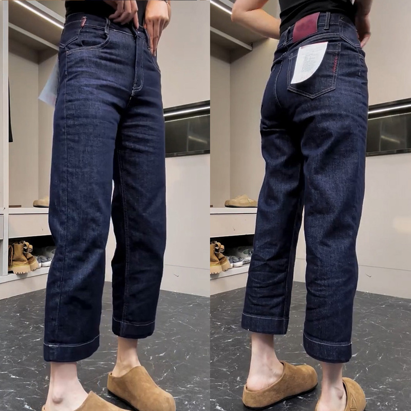 European Style Autumn New Slim-Fit Wide-Leg Jeans for Women, Plus Size, Petite, Versatile, Slimming, Straight-Leg Baguette Pants