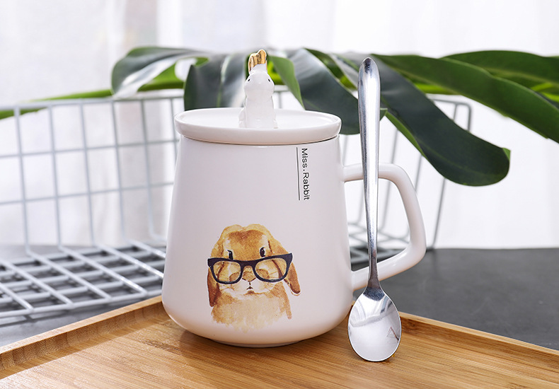 Love graces cartoon does style ceramic rabbit rabbit shape lid keller cup 450 ml characteristics