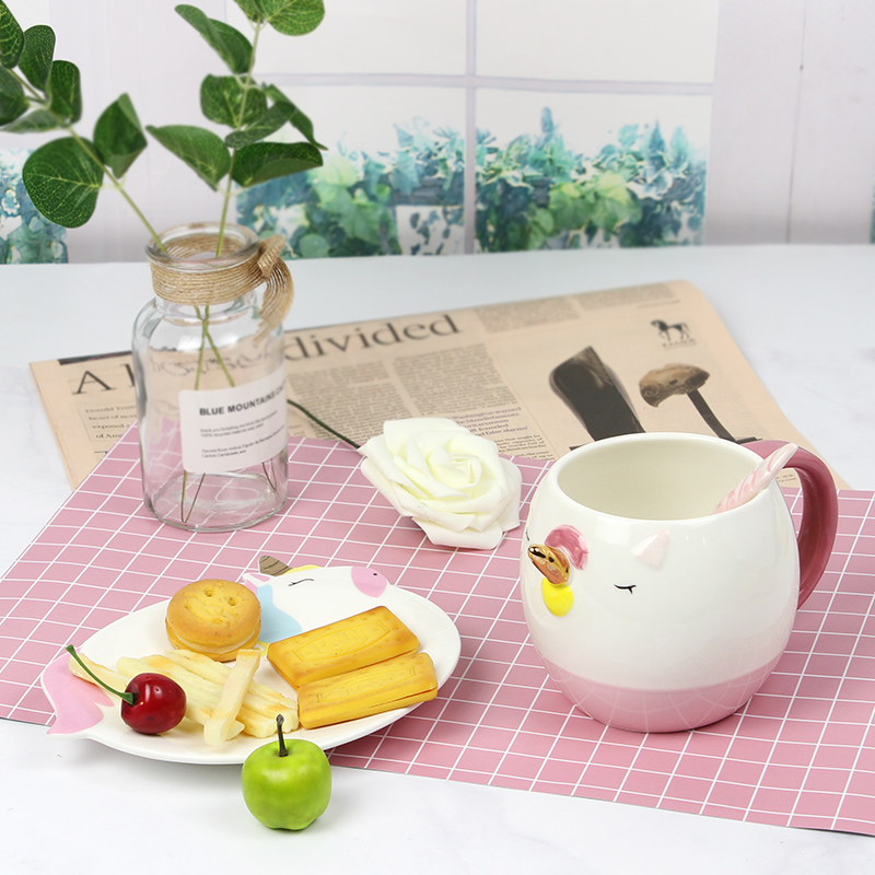 The Love graces the new rainbow rainbow such use unicorn mercifully pink dessert plate glass ceramic material to use suit students
