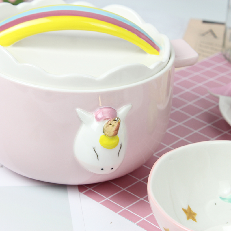 The Love graces the new rainbow rainbow such use unicorn mercifully pink dessert plate glass ceramic material to use suit students