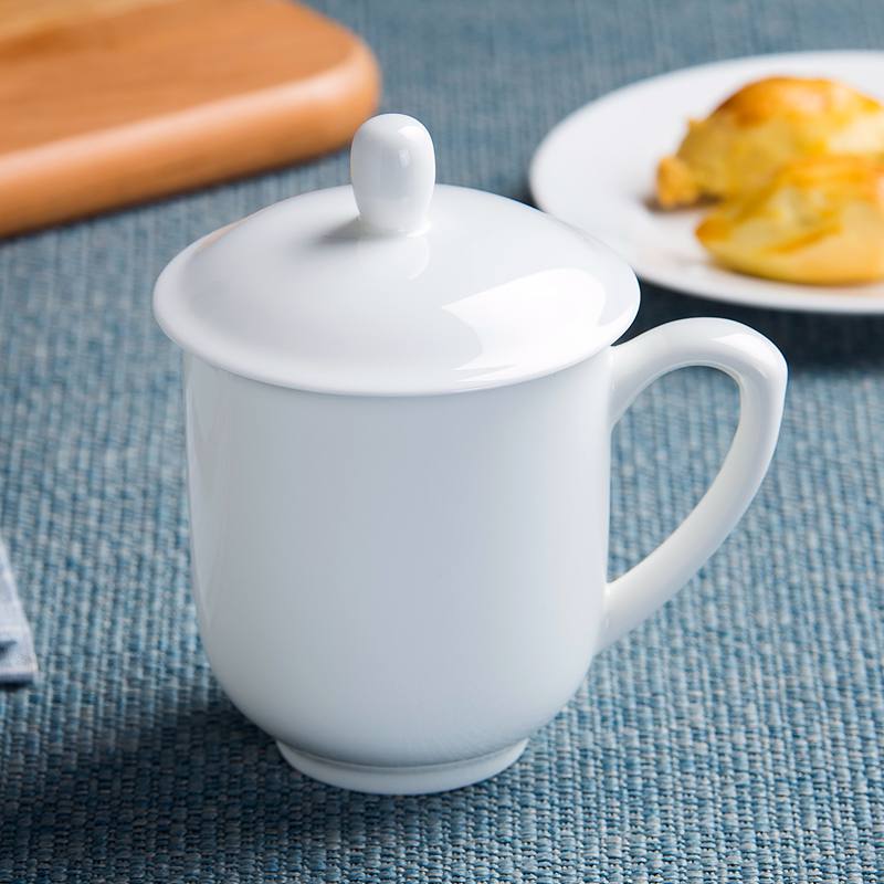 Jingdezhen ceramics with cover cup, office cup custom hotel conference room tea cup ipads porcelain cup