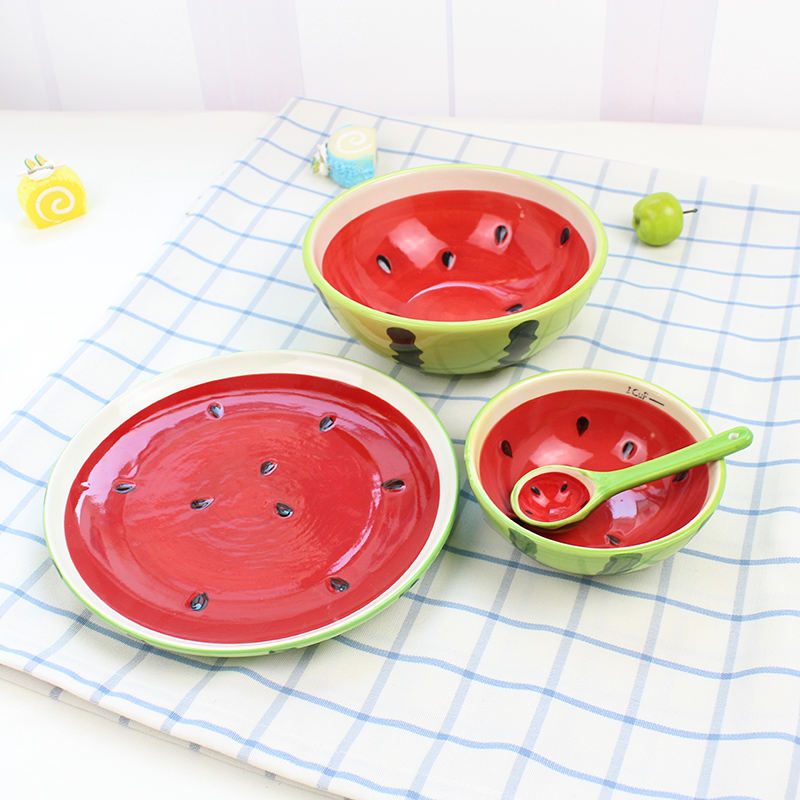 Love graces the new hand - made fashion creative ceramic tableware simulation fruit anaglyph dishes children cutlery set