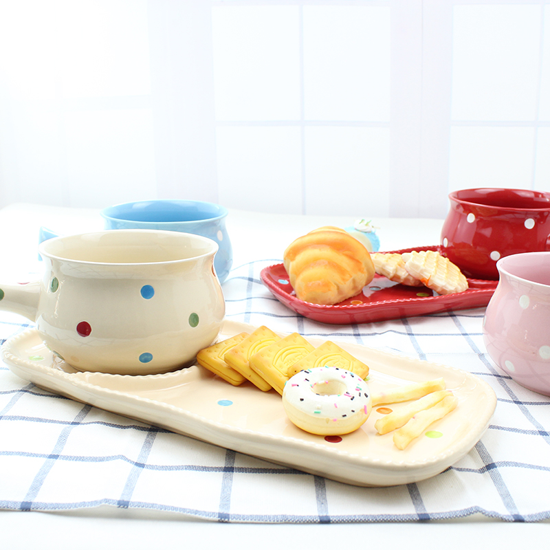 Love graces fashion ceramic single handle proved a very hot milk pan wave pattern is small and pure and fresh and colorful family breakfast dishes