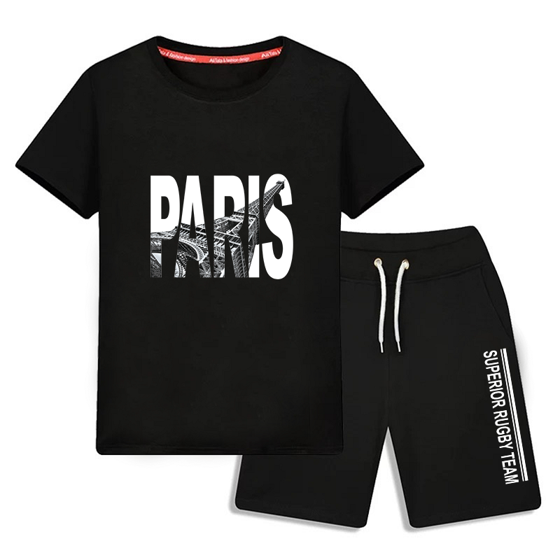 Fat Boy Clothes Boy Gats Up Summer Clothing Suit 12-15 Year Old Great Boy Short Sleeve T-shirt Two-piece Tracksuit Boy