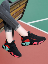 Autumn and winter velvet sneakers 2022 new sneakers flying woven light sports shoes plus cotton shoes soft sole thick sole color matching