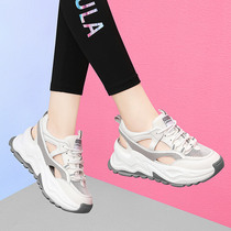 Thick-soled sandals female daddy 2022 new summer thin section breathable sports mesh white sponge cake hollow mesh shoes