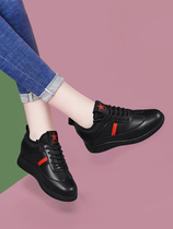 Genuine leather sneakers womens flat bottom 2022 new spring and autumn thick bottom sports leisure travel soft bottom soft surface shoes