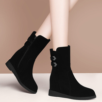 Martin boots British style short boots 2022 autumn and winter plus velvet warm snow boots all-match inner heightened womens boots womens shoes