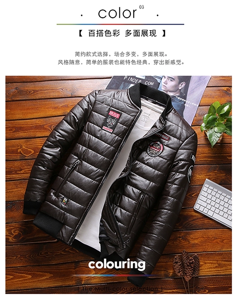 Mùa đông da Hàn Quốc phiên bản nam đẹp trai dày áo khoác da ấm áp áo khoác bông cotton áo khoác bóng chày cổ áo bông thủy triều áo khoác cặp