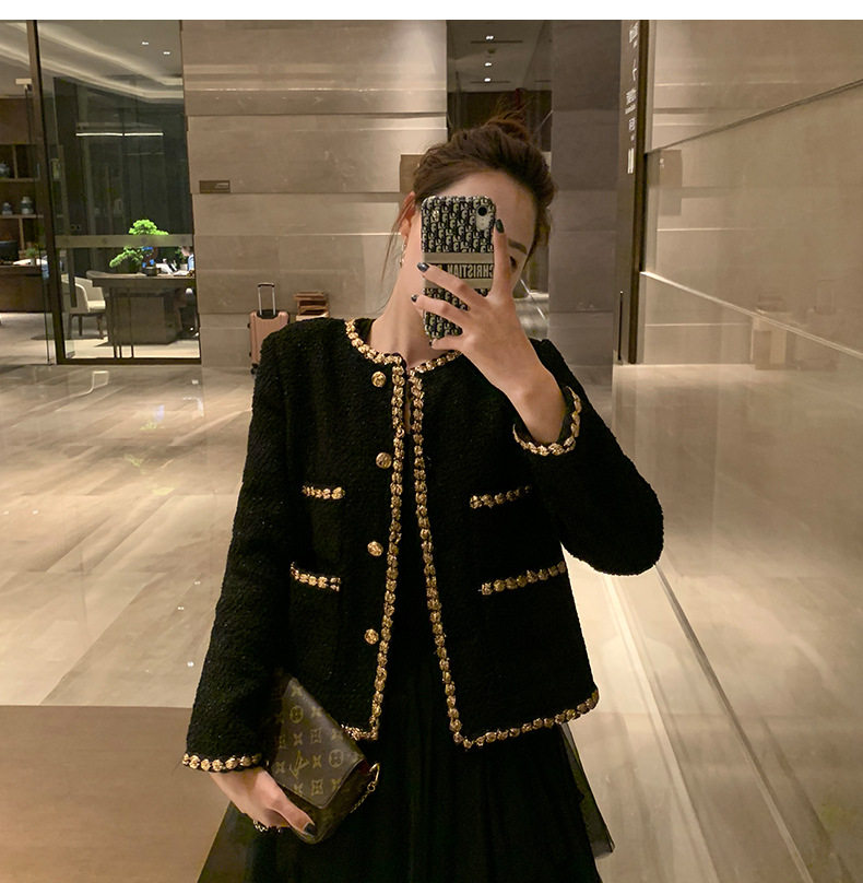 Sandro Moscoloni2021 new small fragrance style tweed top temperament ladies all-match short jacket women