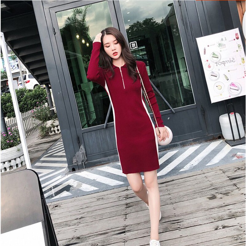 Sandro Moscoloni knit dress 2020 Spring and Autumn new female slim body slim bag hip bottom skirt