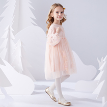 Girl dress autumn new childrens foreign style princess dress spring and autumn girl gauze skirt long sleeve skirt puffy gauze