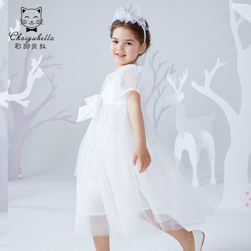 Girls dress in summer 2022 new girls Princess Children's Baby's Birthday dress White Yang Pie