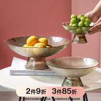 Light luxury glass fruit plate ornaments household living room coffee table dried fruit snack plate modern simple dining table storage plate