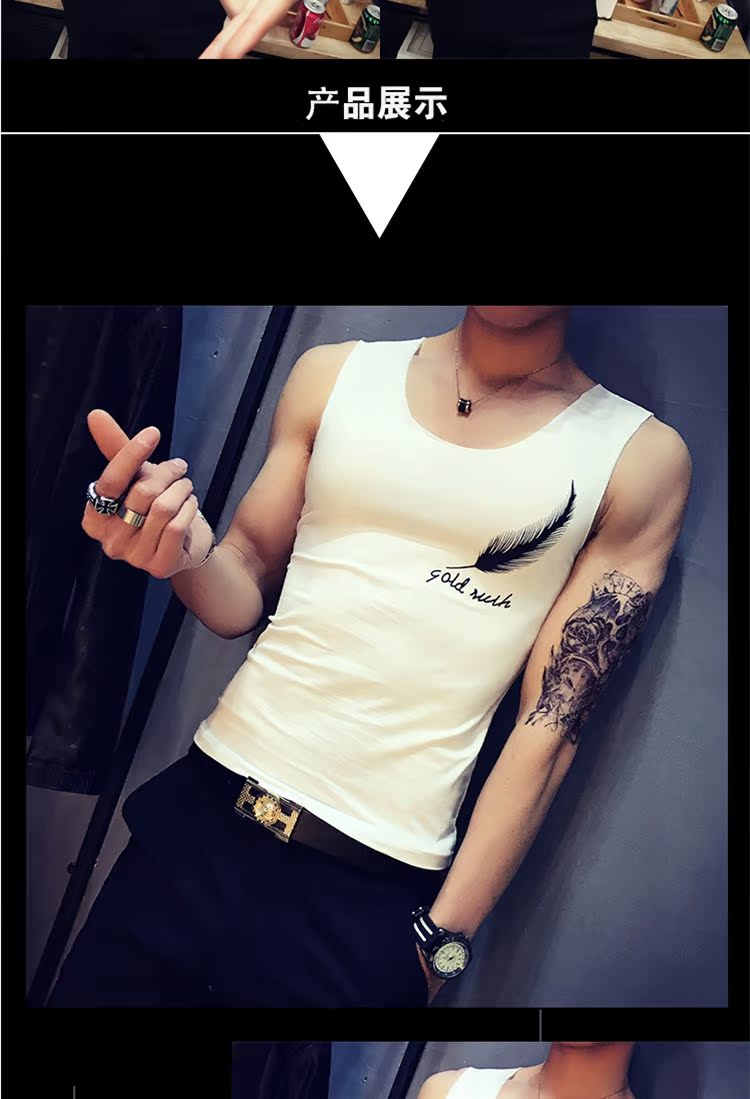 Mùa xuân và mùa hè thể dục thể thao vest t-shirt nam không tay mỏng V-Cổ mồ hôi vest xu hướng T dưới Slim vest nam