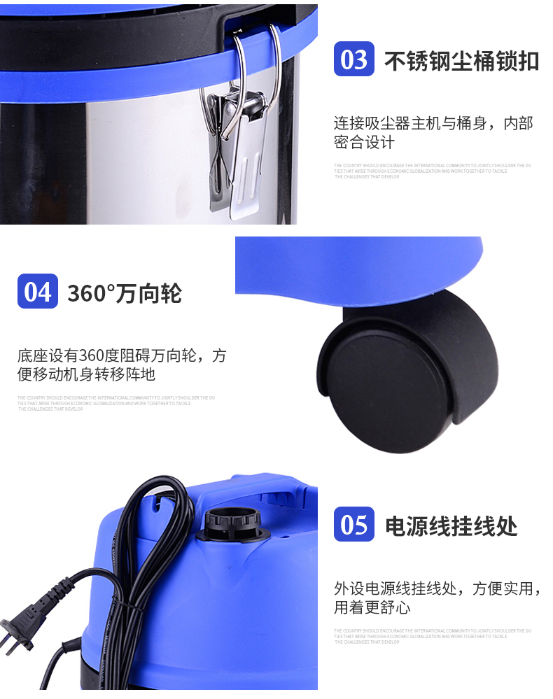 máy lau nhà thông minh Máy hút bụi công nghiệp 60L bền bỉ máy giặt khách sạn gia đình công viên rửa xe công suất cao yên tĩnh khô và ướt sử dụng kép chân không lớn - Máy hút bụi