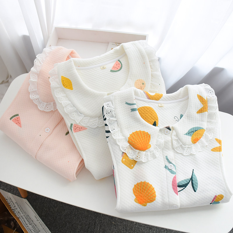 Autumn and winter warm moon clothes cotton cotton cotton cotton pre-natal pajamas postpartum lactation breast-feeding clothes spring and autumn thick cute cute