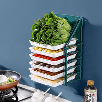 Vegetable basket kitchen shelf non-hole storage locker storage multi-layer folding products Household Artifact